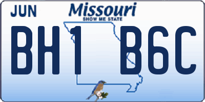 MO license plate BH1B6C