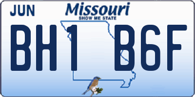 MO license plate BH1B6F
