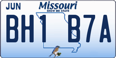 MO license plate BH1B7A
