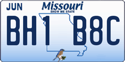 MO license plate BH1B8C