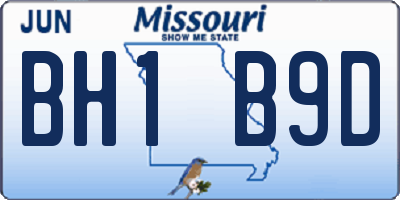 MO license plate BH1B9D