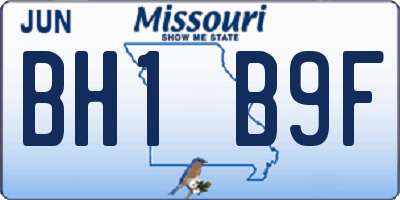 MO license plate BH1B9F