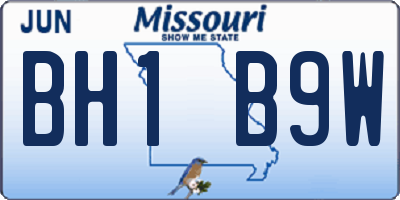 MO license plate BH1B9W