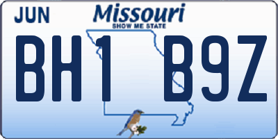 MO license plate BH1B9Z