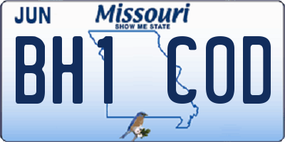 MO license plate BH1C0D