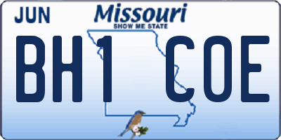 MO license plate BH1C0E