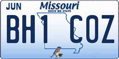 MO license plate BH1C0Z