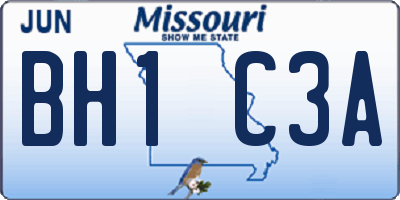 MO license plate BH1C3A