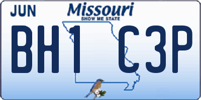 MO license plate BH1C3P