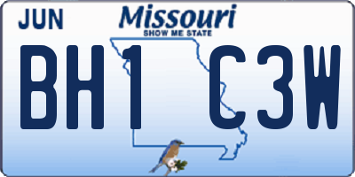 MO license plate BH1C3W