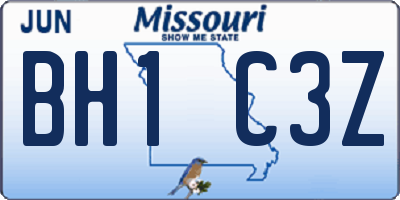 MO license plate BH1C3Z