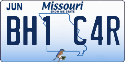 MO license plate BH1C4R