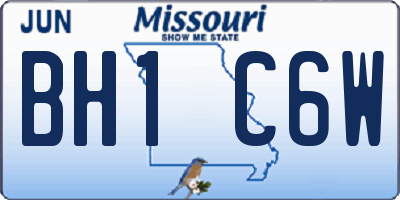 MO license plate BH1C6W