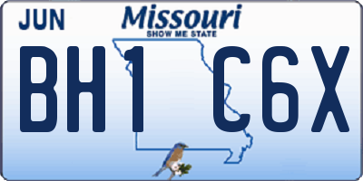 MO license plate BH1C6X