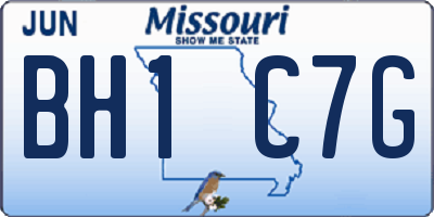 MO license plate BH1C7G