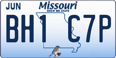 MO license plate BH1C7P