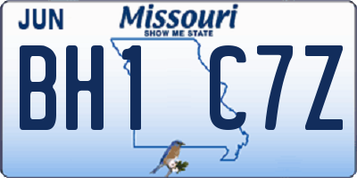 MO license plate BH1C7Z