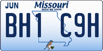 MO license plate BH1C9H