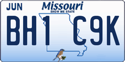MO license plate BH1C9K