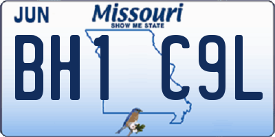 MO license plate BH1C9L