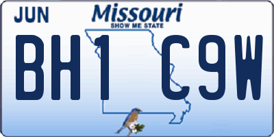 MO license plate BH1C9W