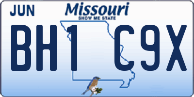 MO license plate BH1C9X