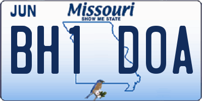 MO license plate BH1D0A