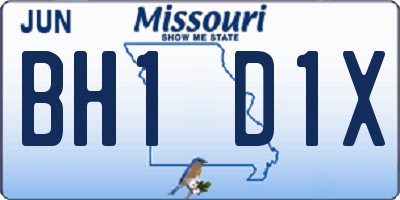 MO license plate BH1D1X