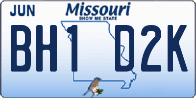 MO license plate BH1D2K