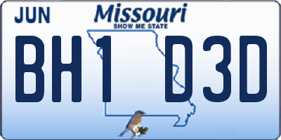 MO license plate BH1D3D