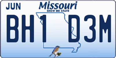 MO license plate BH1D3M