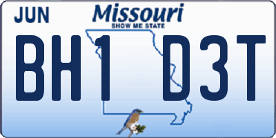 MO license plate BH1D3T