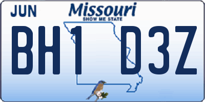 MO license plate BH1D3Z
