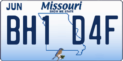 MO license plate BH1D4F