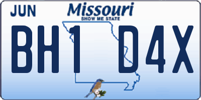 MO license plate BH1D4X