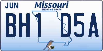 MO license plate BH1D5A