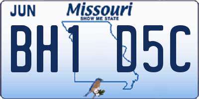 MO license plate BH1D5C