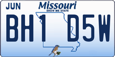 MO license plate BH1D5W