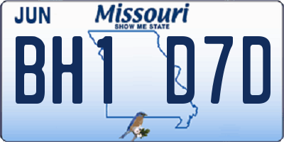 MO license plate BH1D7D