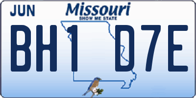 MO license plate BH1D7E