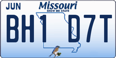 MO license plate BH1D7T