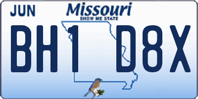MO license plate BH1D8X