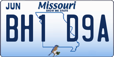 MO license plate BH1D9A