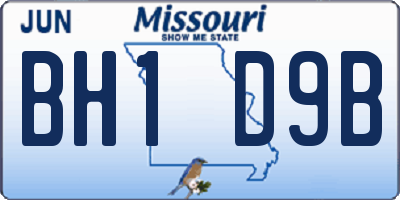 MO license plate BH1D9B