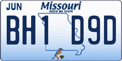 MO license plate BH1D9D