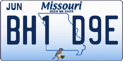 MO license plate BH1D9E