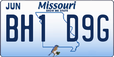 MO license plate BH1D9G