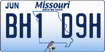 MO license plate BH1D9H