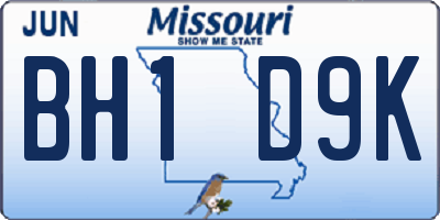 MO license plate BH1D9K