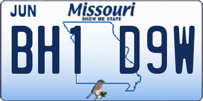 MO license plate BH1D9W